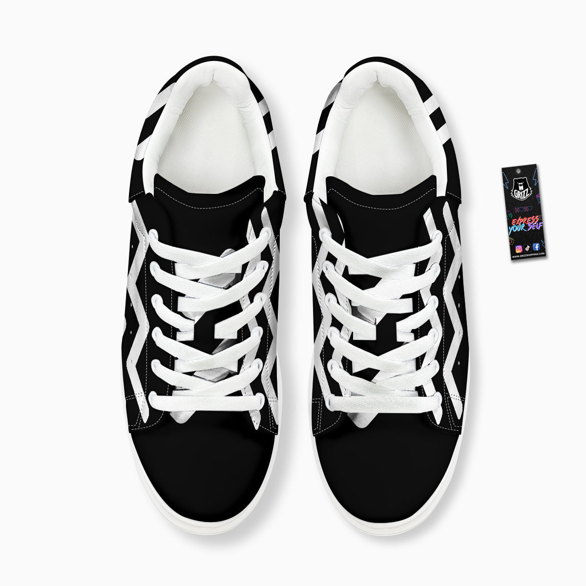 Aquarius Sign White And Black Print Platform Shoes-grizzshop