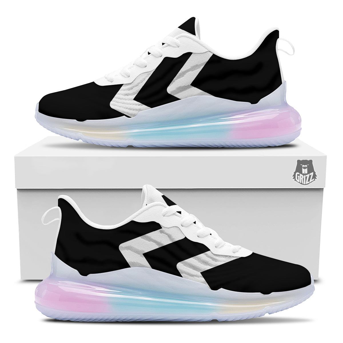 Aquarius Sign White And Black Print Running Sneakers-grizzshop