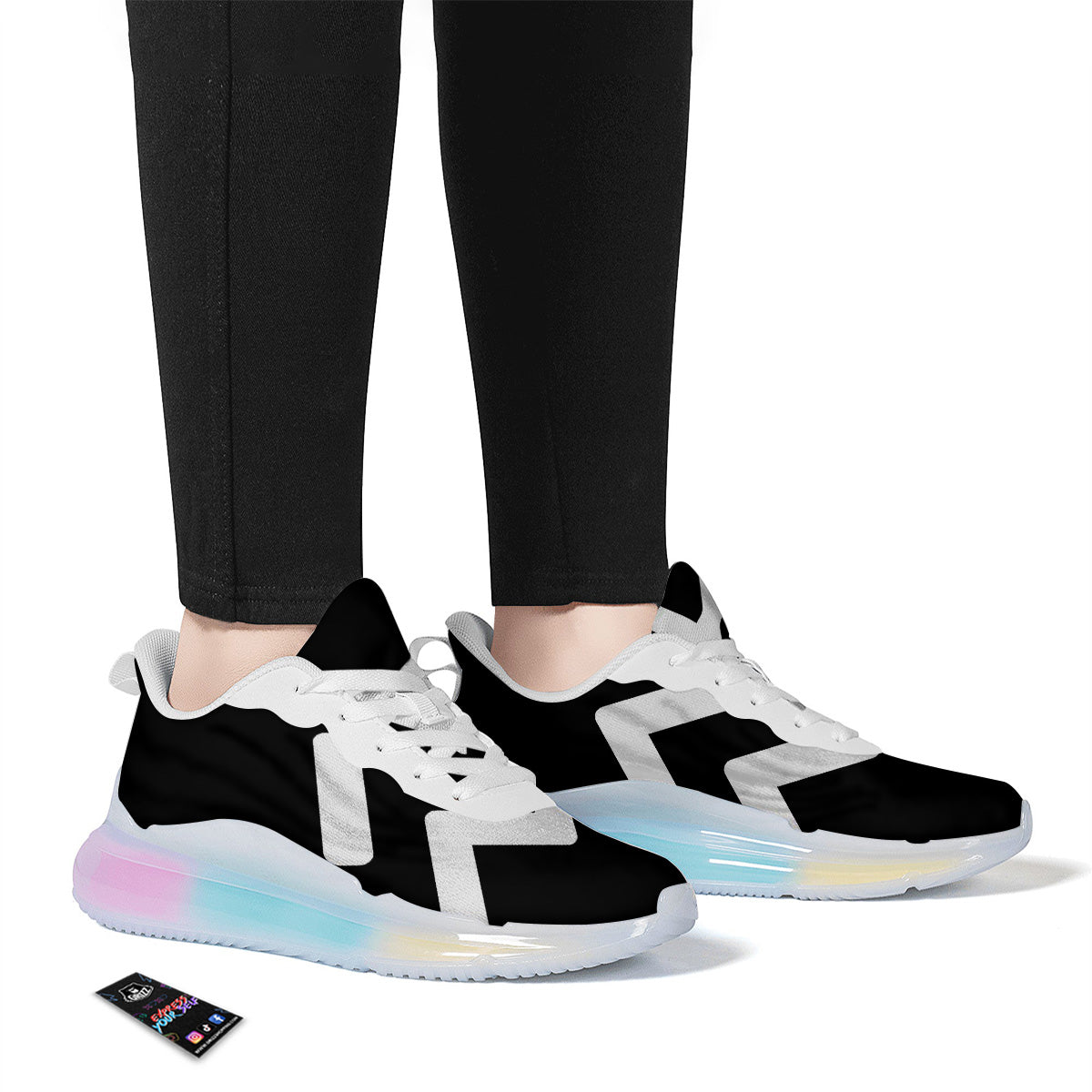 Aquarius Sign White And Black Print Running Sneakers-grizzshop