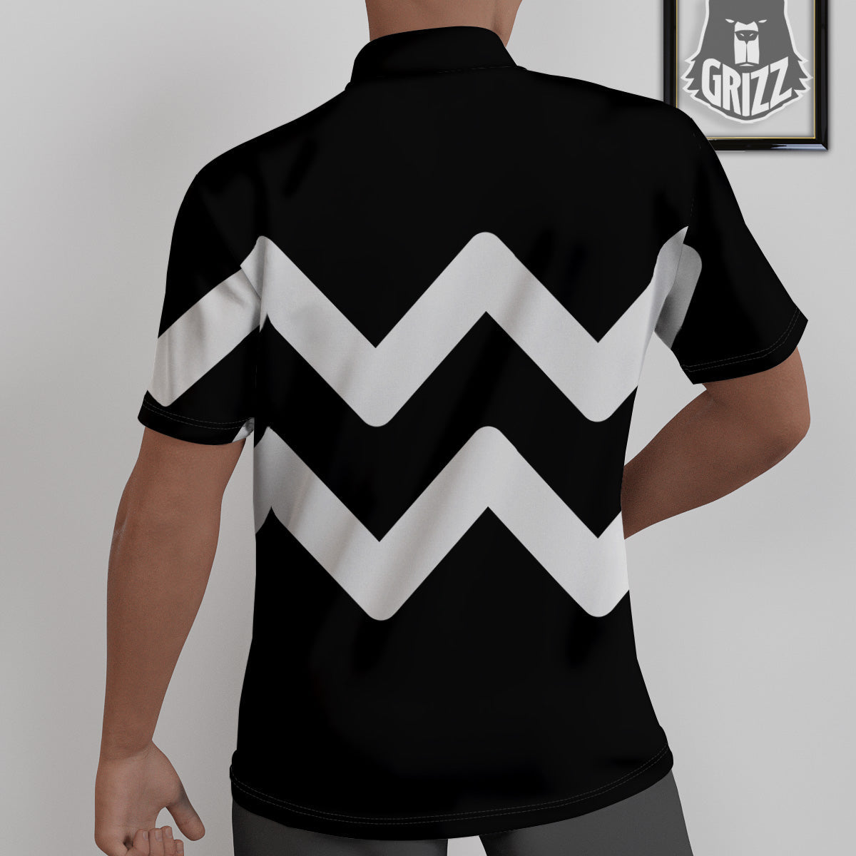 Aquarius Sign White And Black Print Untucked Shirts-grizzshop