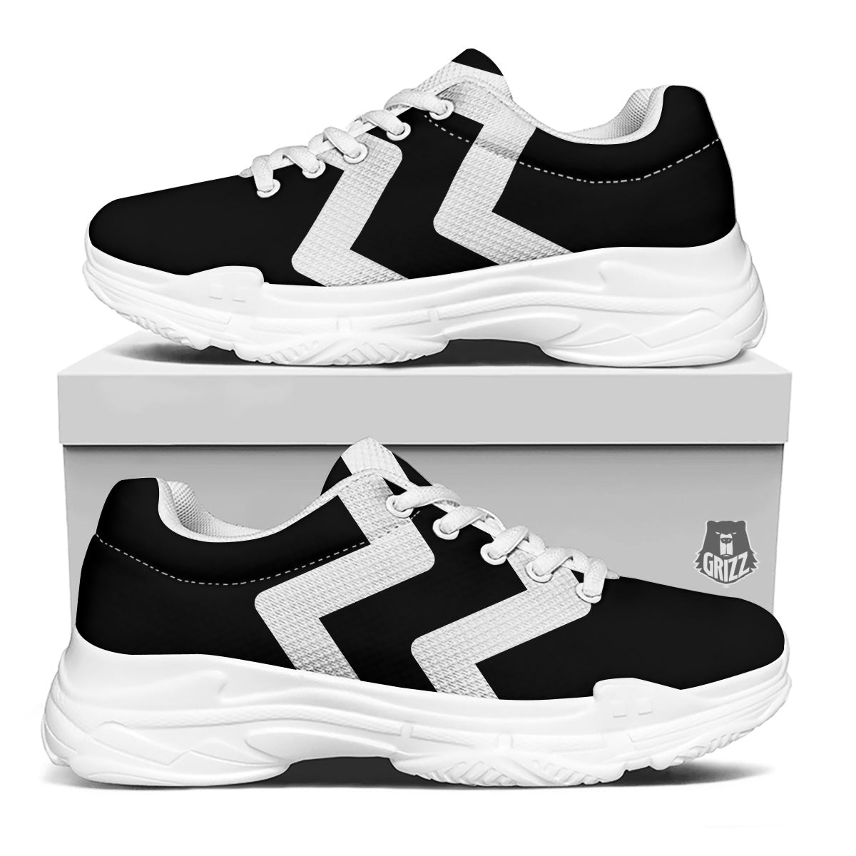 Aquarius Sign White And Black Print White Chunky Shoes-grizzshop