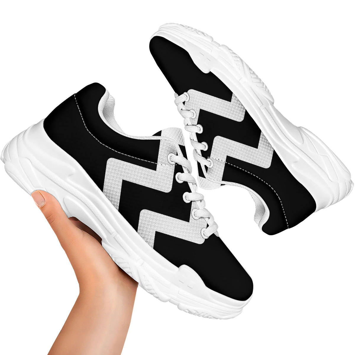 Aquarius Sign White And Black Print White Chunky Shoes-grizzshop