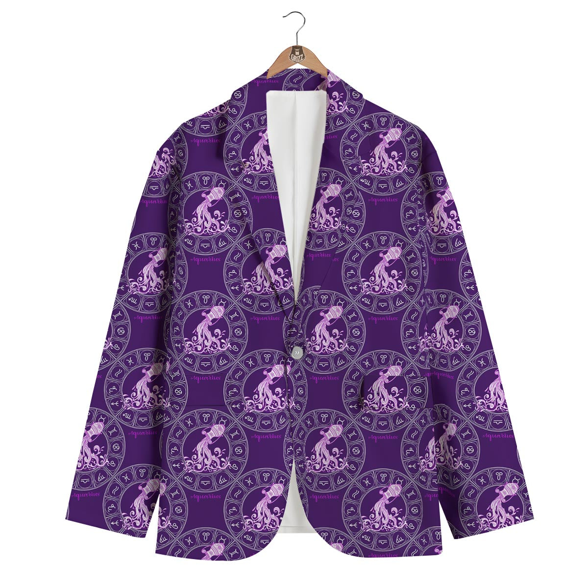 Aquarius Zodiac Pattern Print Men's Blazer-grizzshop