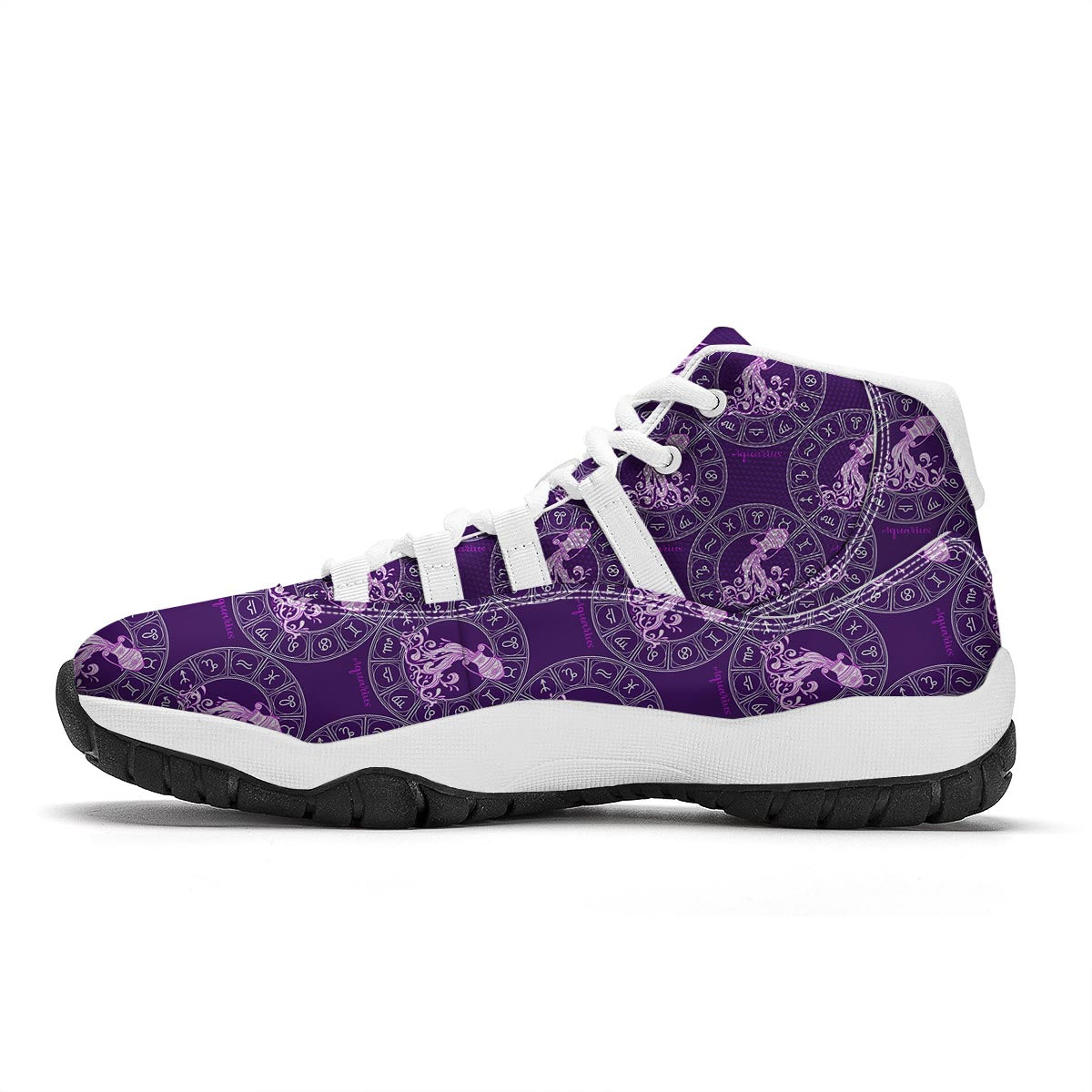 Aquarius Zodiac Pattern Print White Bball Shoes-grizzshop