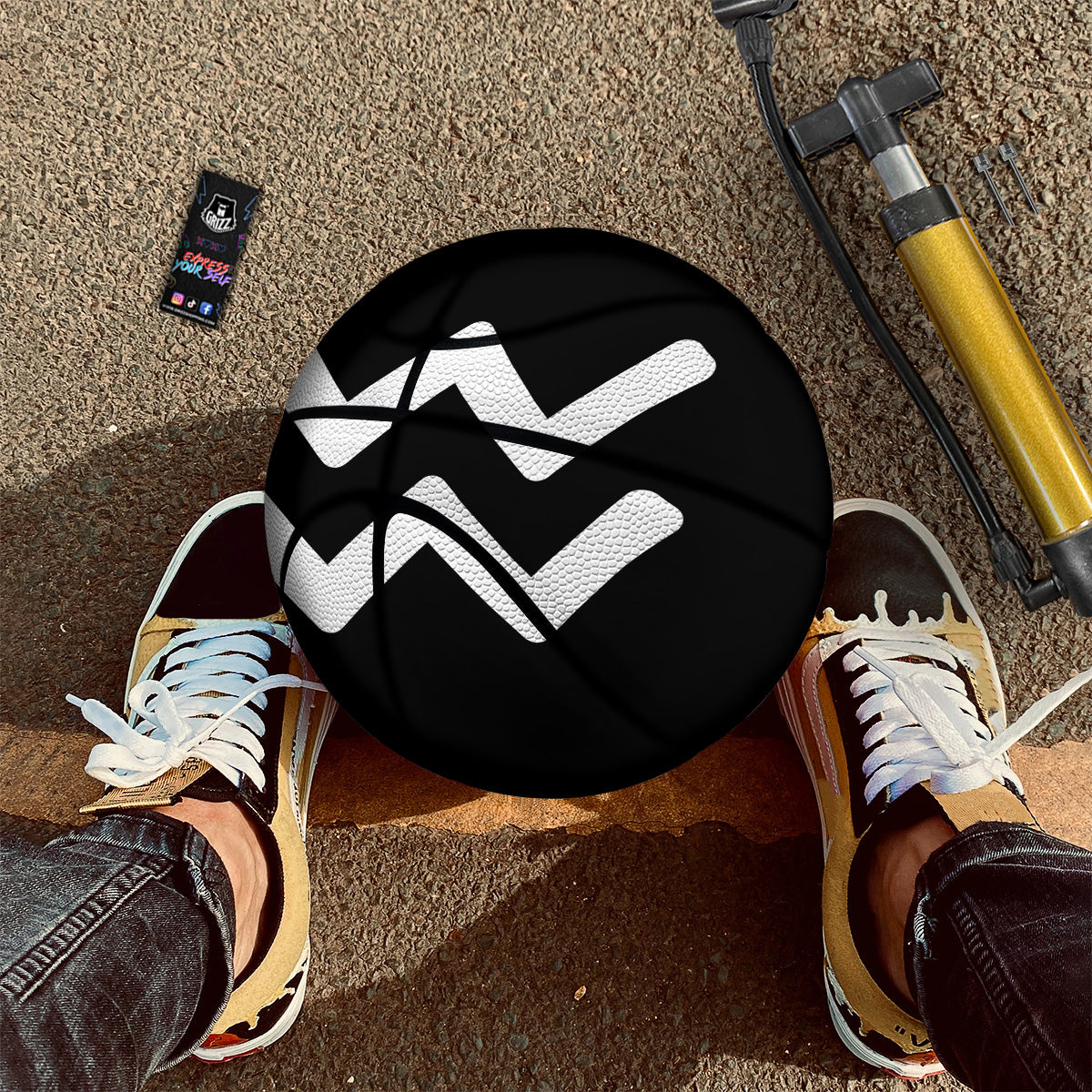 Aquarius Sign White And Black Print Basketball