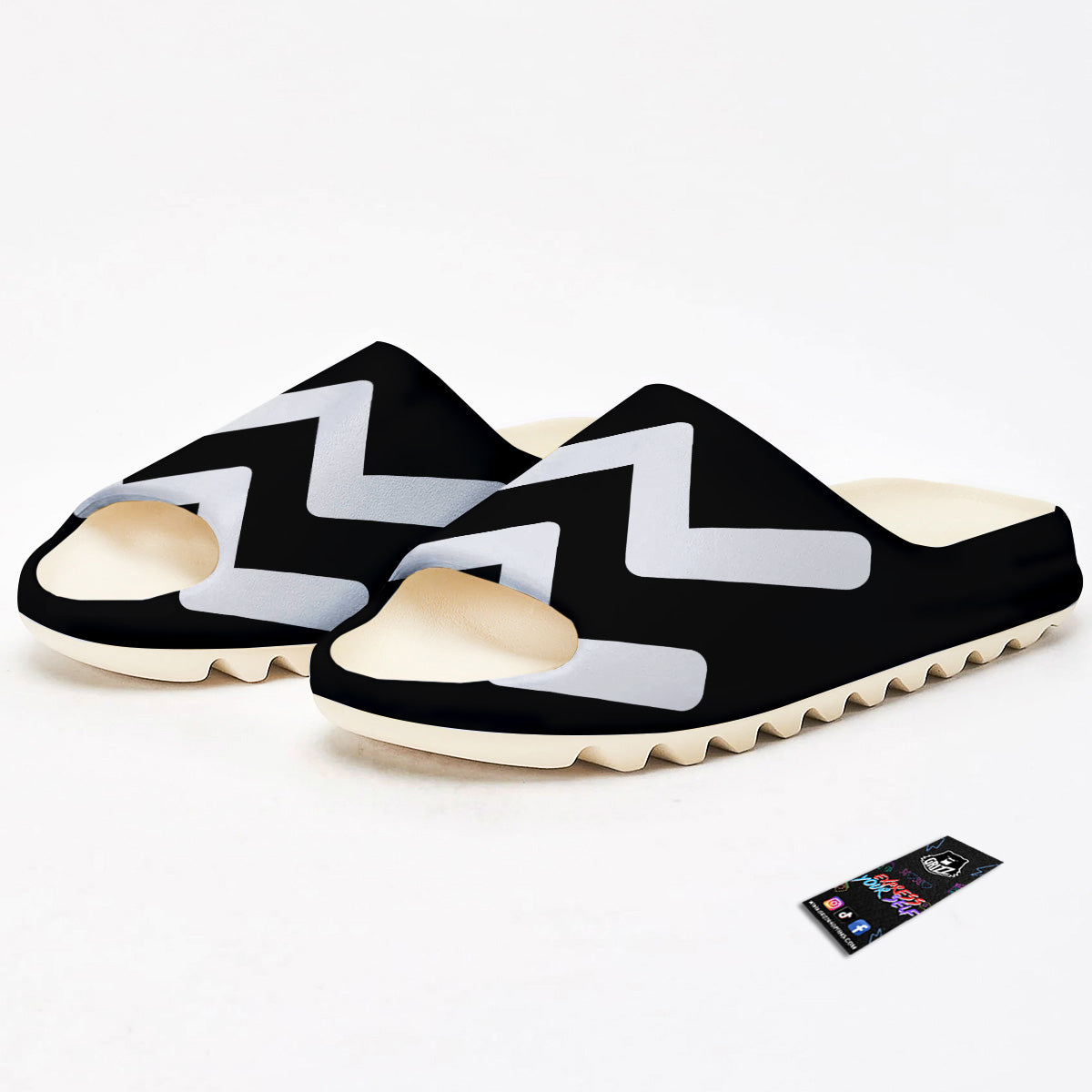 Aquarius Sign White And Black Print Sandals-grizzshop