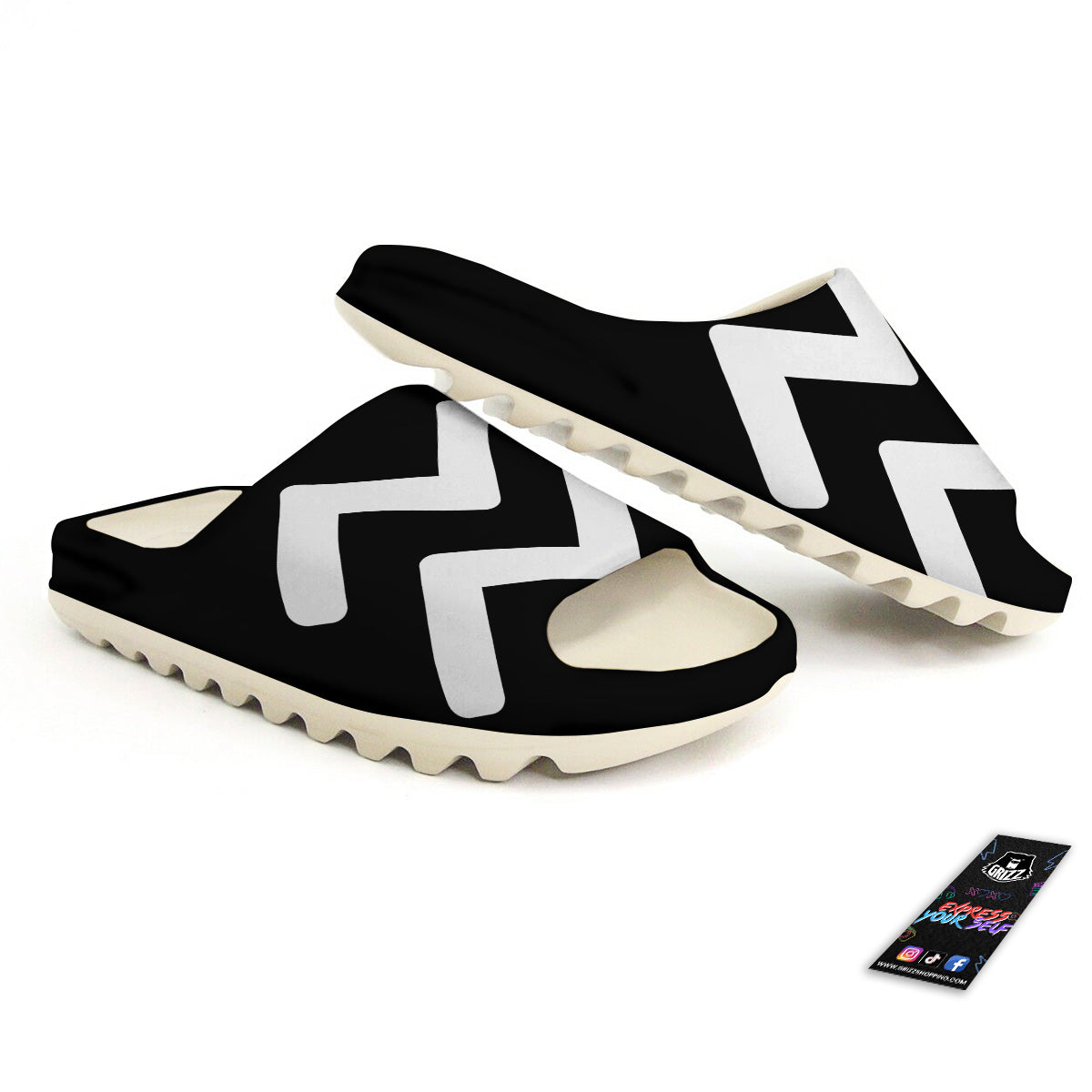 Aquarius Sign White And Black Print Sandals-grizzshop