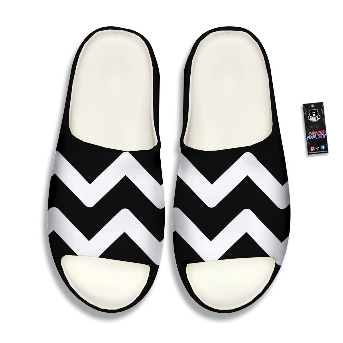 Aquarius Sign White And Black Print Sandals-grizzshop
