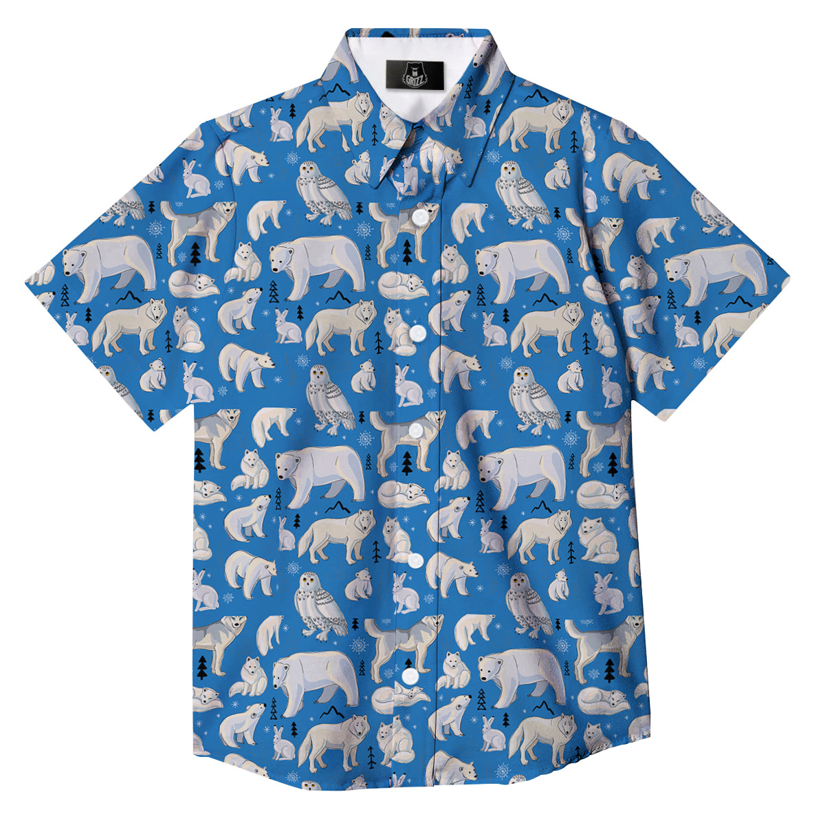 Arctic Animals North Print Pattern Button Up Shirt-grizzshop