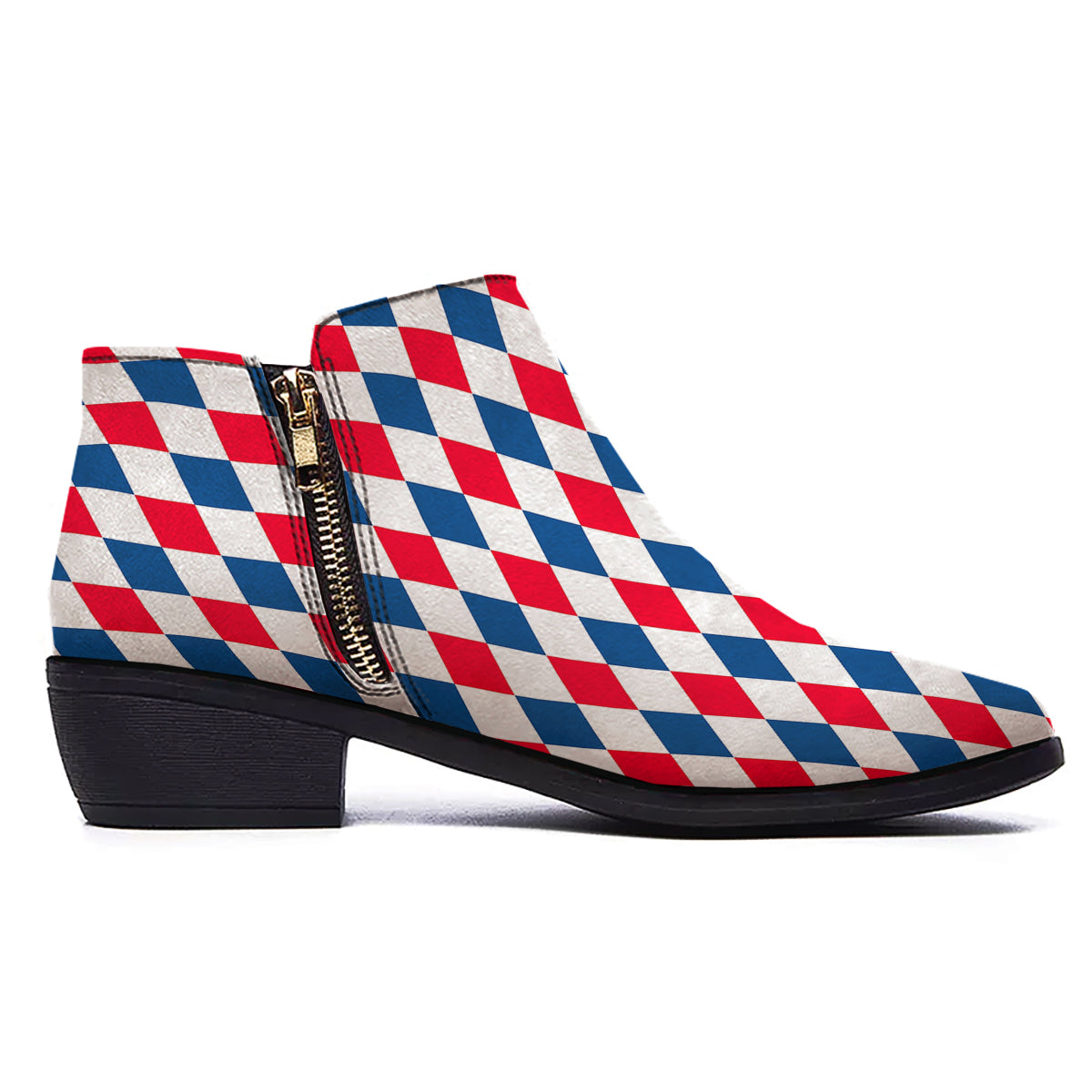 Argyle American Print Pattern Ankle Boots-grizzshop