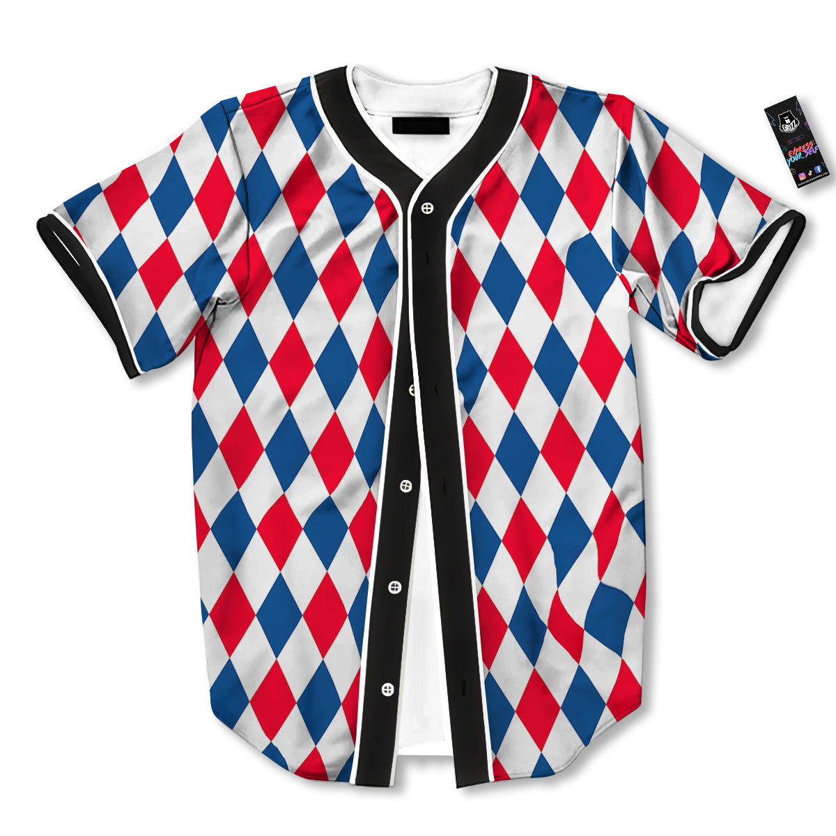 Argyle American Print Pattern Baseball Jersey-grizzshop