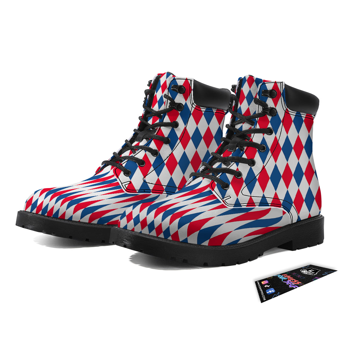 Argyle American Print Pattern Boots-grizzshop