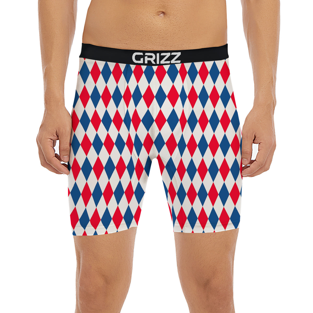 Argyle American Print Pattern Boxer Briefs-grizzshop