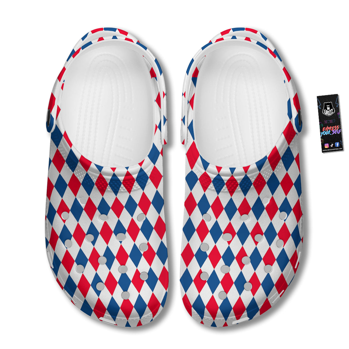 Argyle American Print Pattern Clog-grizzshop