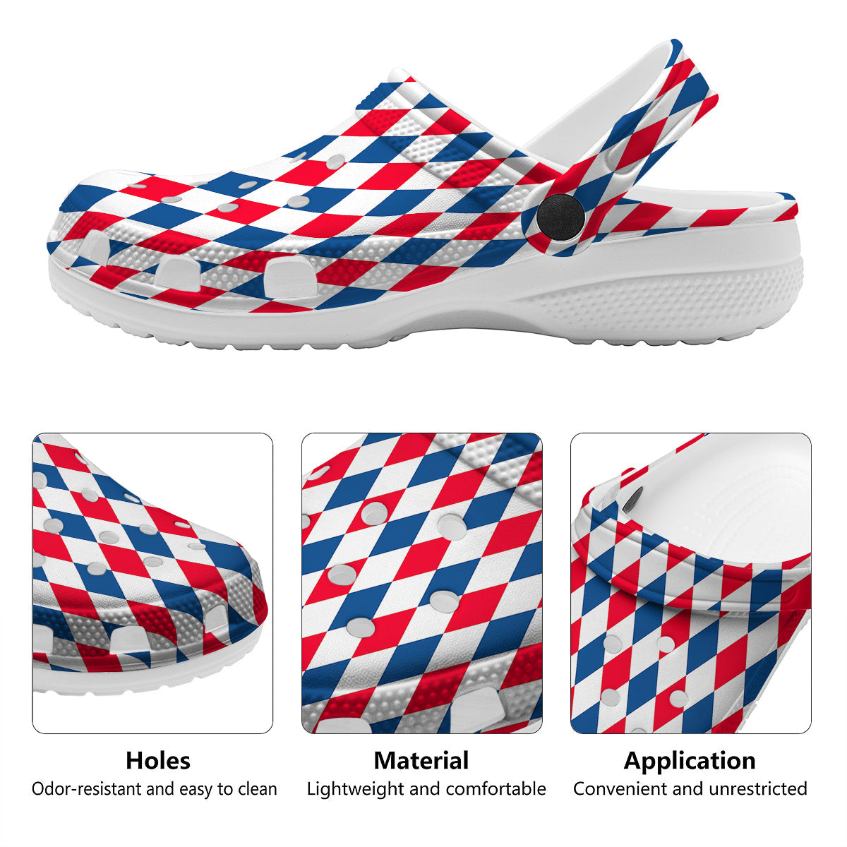 Argyle American Print Pattern Clog-grizzshop