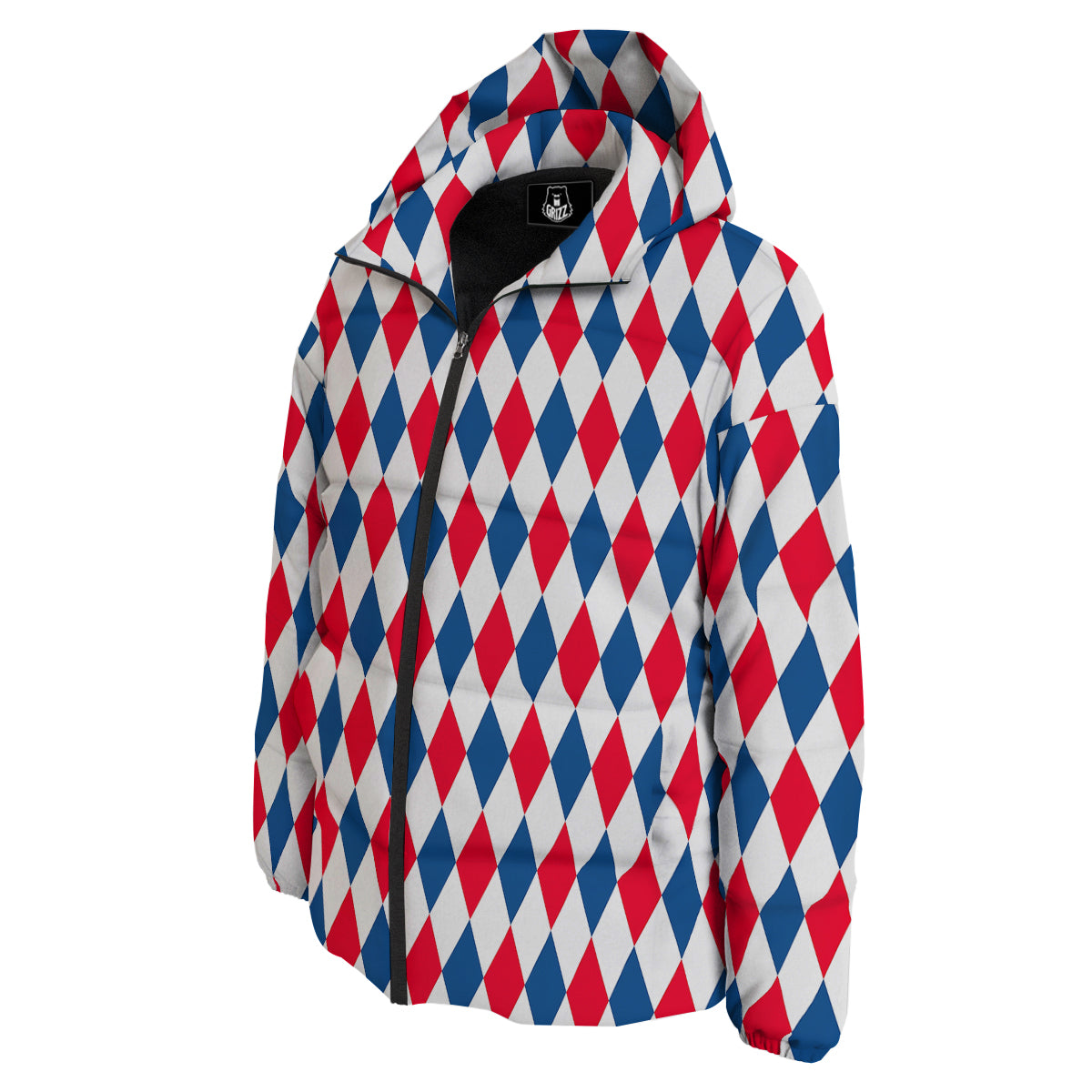 Argyle American Print Pattern Down Jacket-grizzshop
