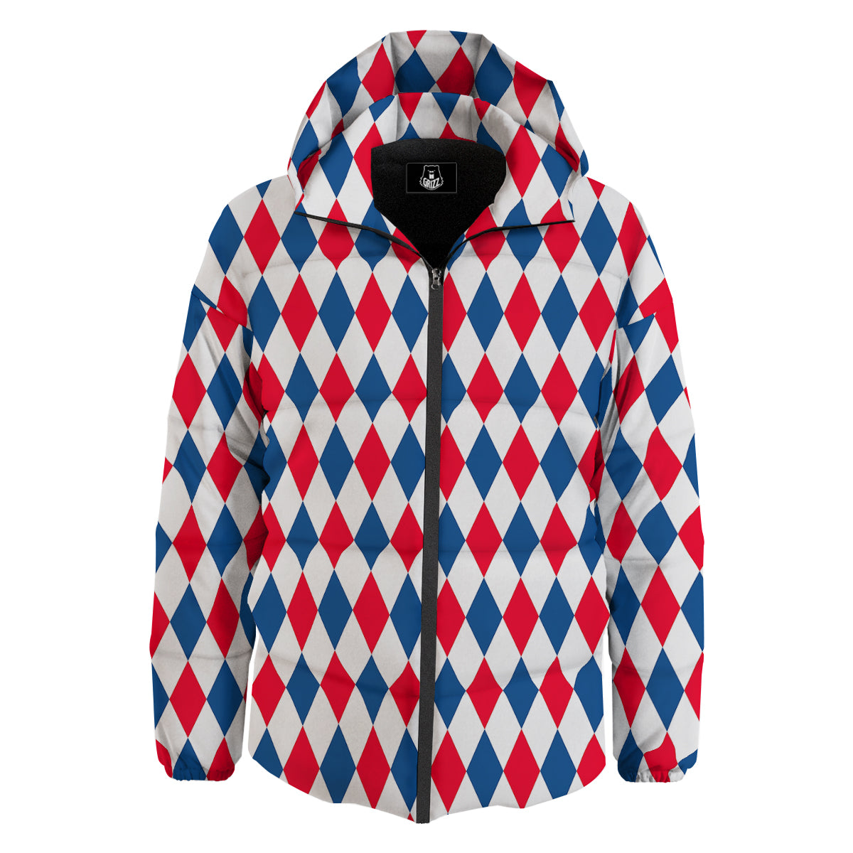 Argyle American Print Pattern Down Jacket-grizzshop