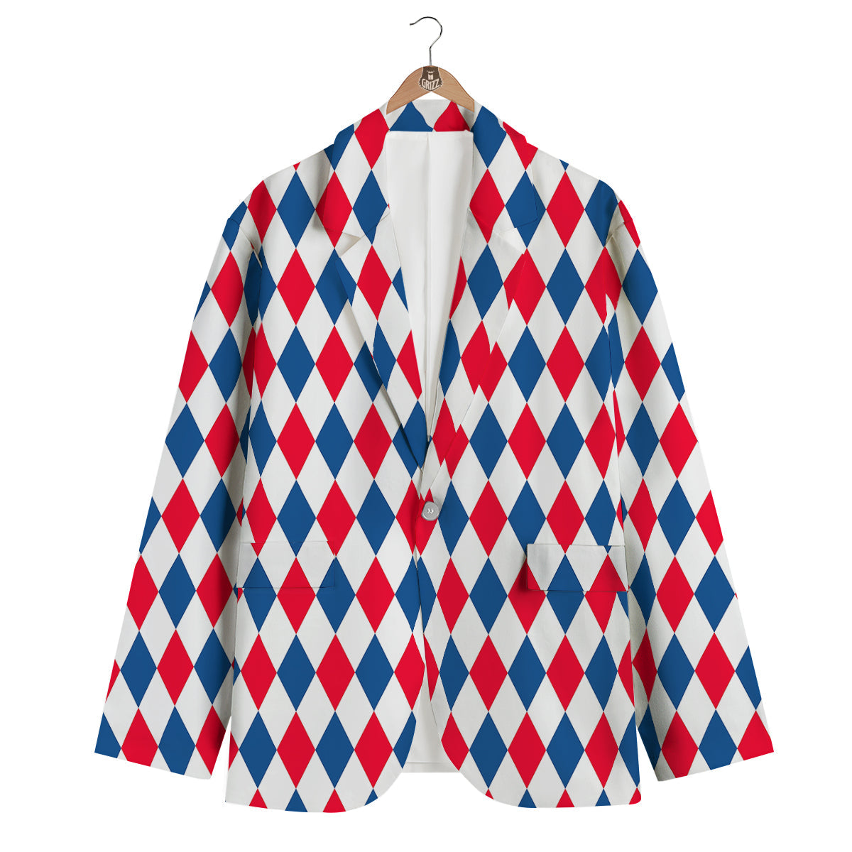 Argyle American Print Pattern Men's Blazer-grizzshop