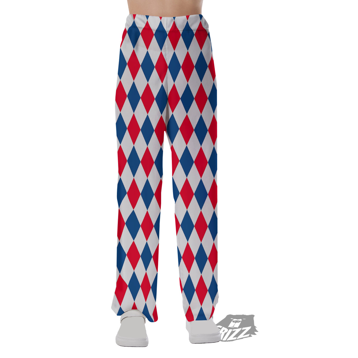 Argyle American Print Pattern Pajama Pants-grizzshop