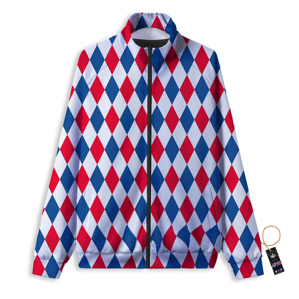 Argyle American Print Pattern Track Jacket-grizzshop