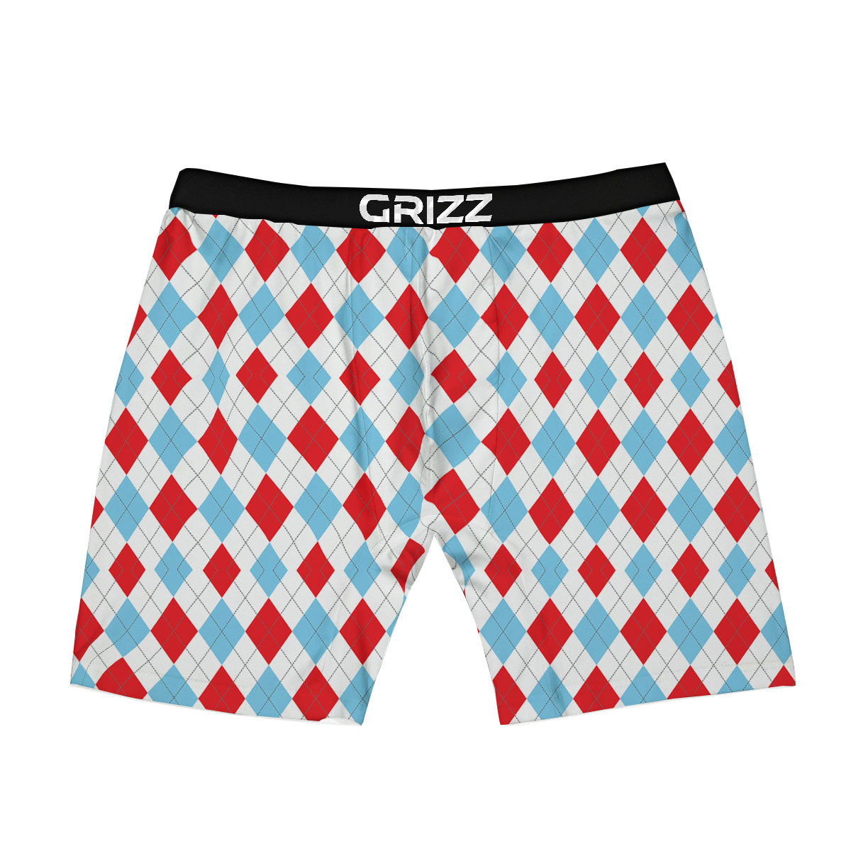 Argyle Blue And Red Print Pattern Boxer Briefs-grizzshop