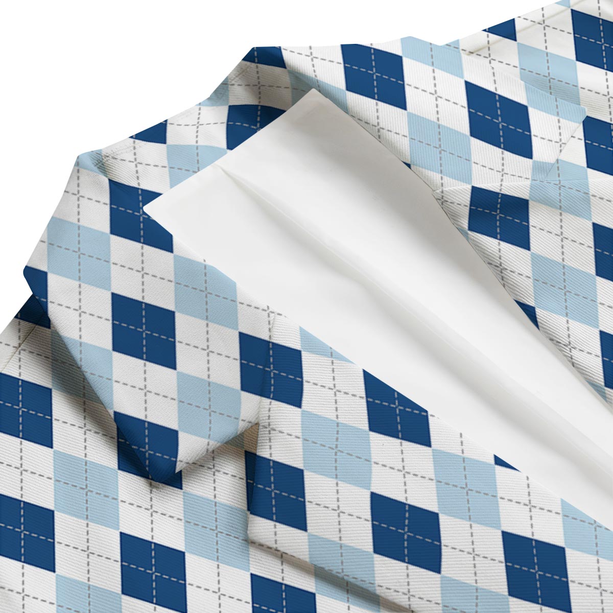 Argyle Blue Pattern Print Men's Blazer-grizzshop
