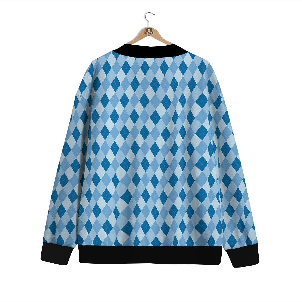 Argyle Blue Print Pattern Cardigan-grizzshop