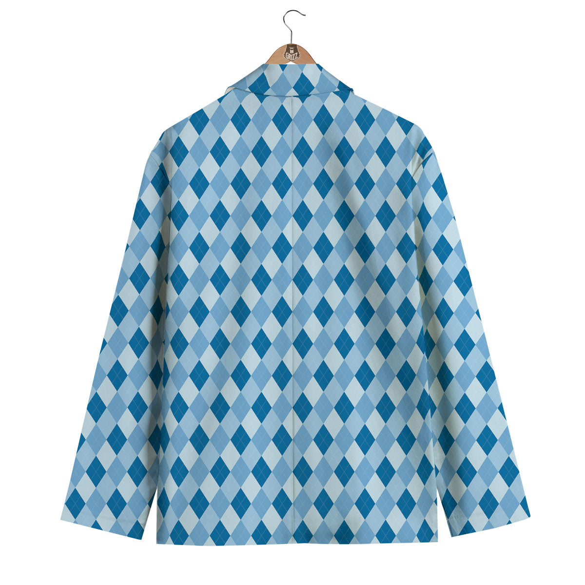 Argyle Blue Print Pattern Men's Blazer-grizzshop