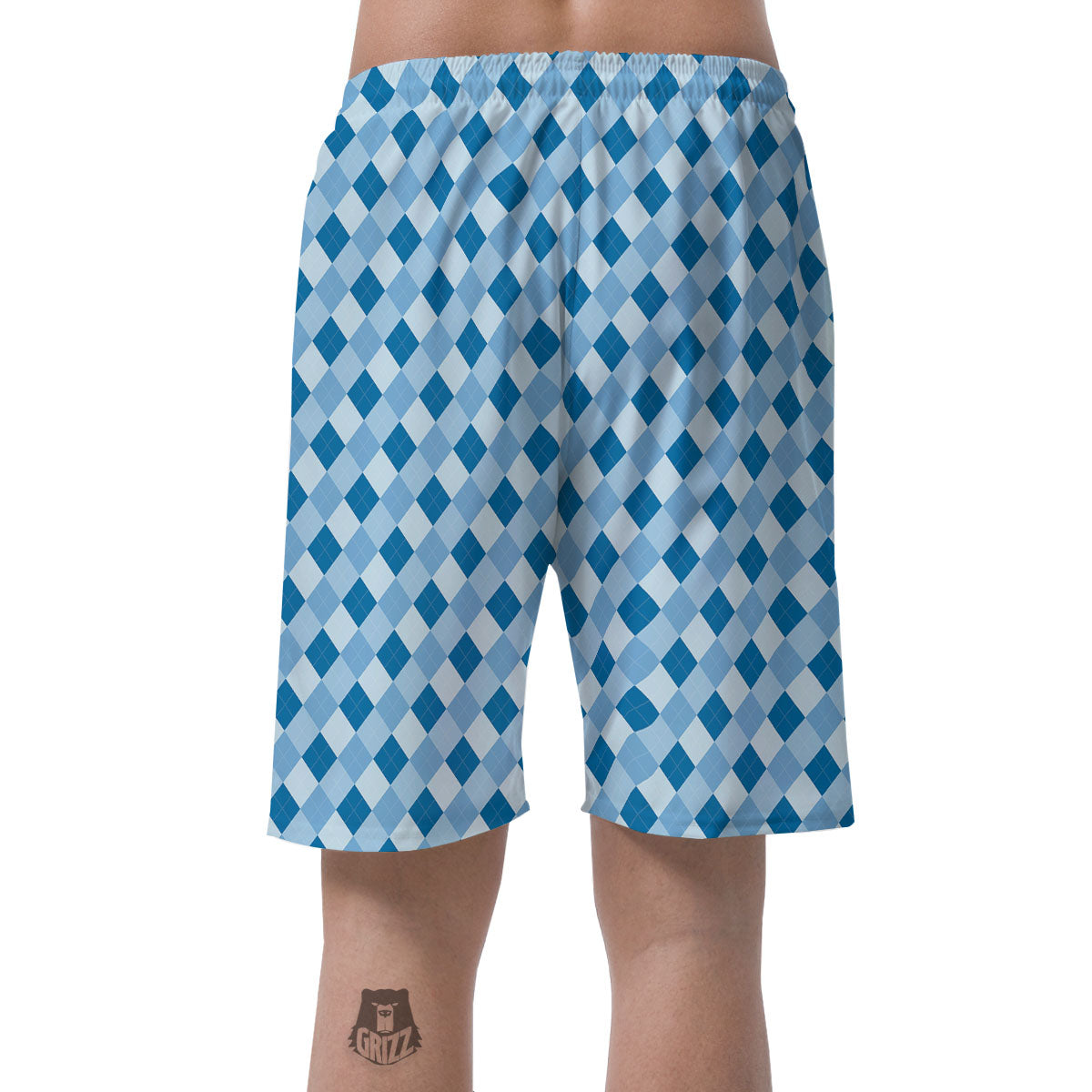 Argyle Blue Print Pattern Men's Shorts-grizzshop
