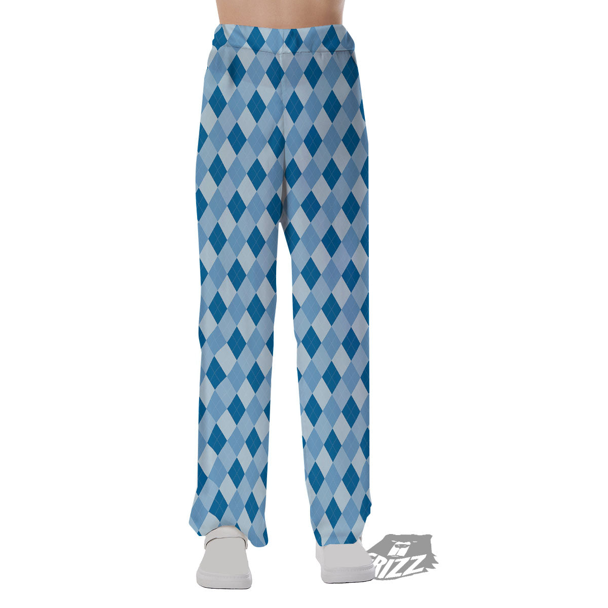 Argyle Blue Print Pattern Pajama Pants-grizzshop
