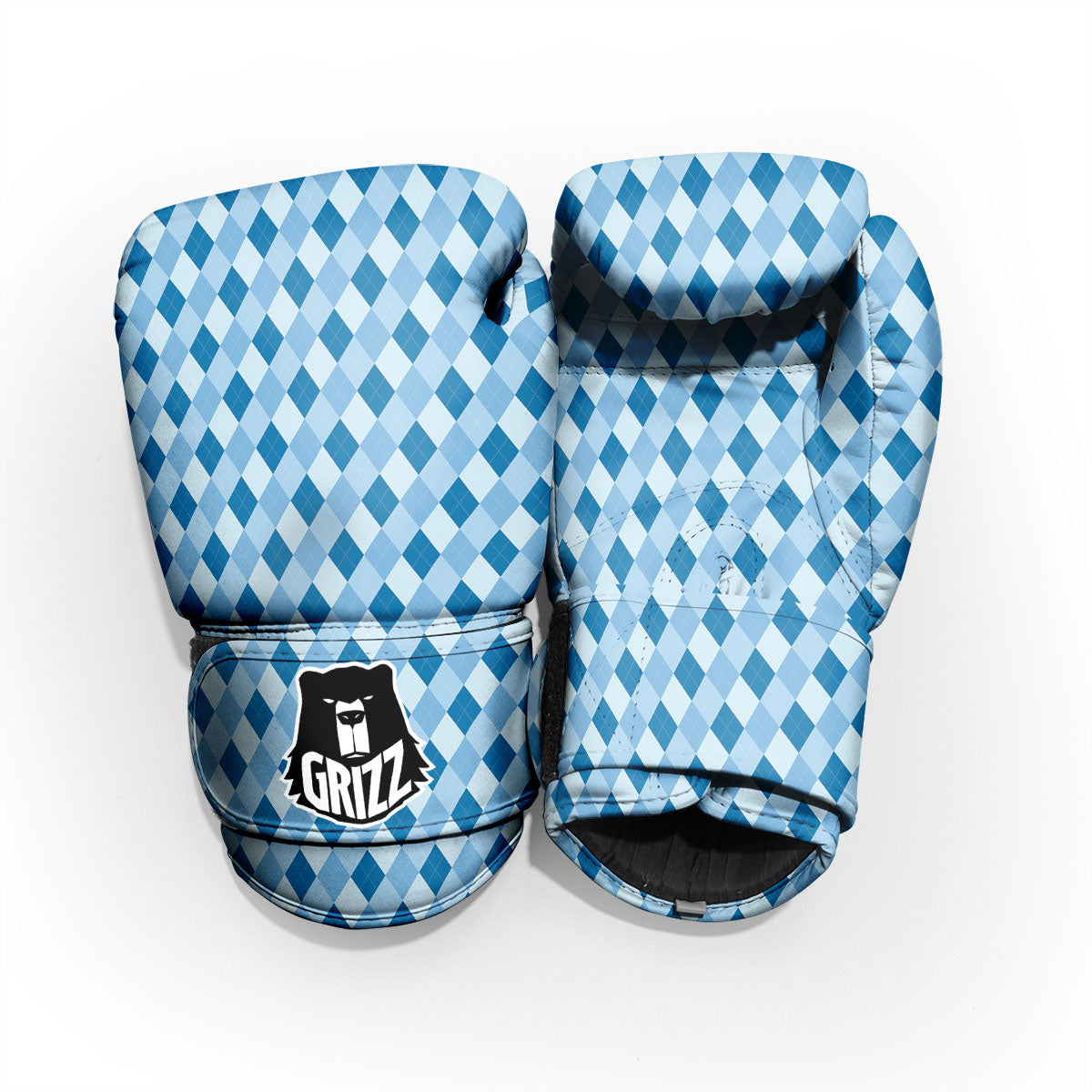 Argyle Blue Print Pattern Sparring Gloves-grizzshop