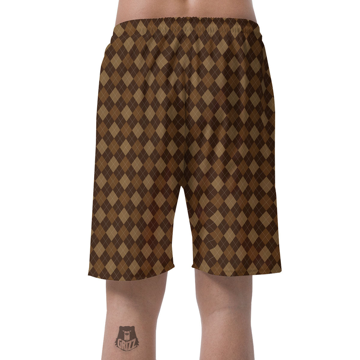 Argyle Brown Print Pattern Men's Shorts-grizzshop