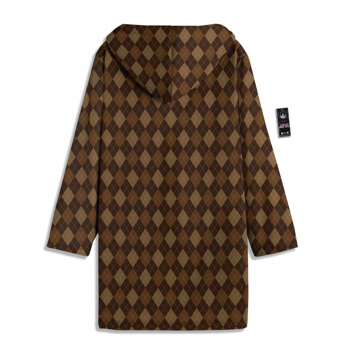 Argyle Brown Print Pattern Men's Windbreaker Jacket-grizzshop