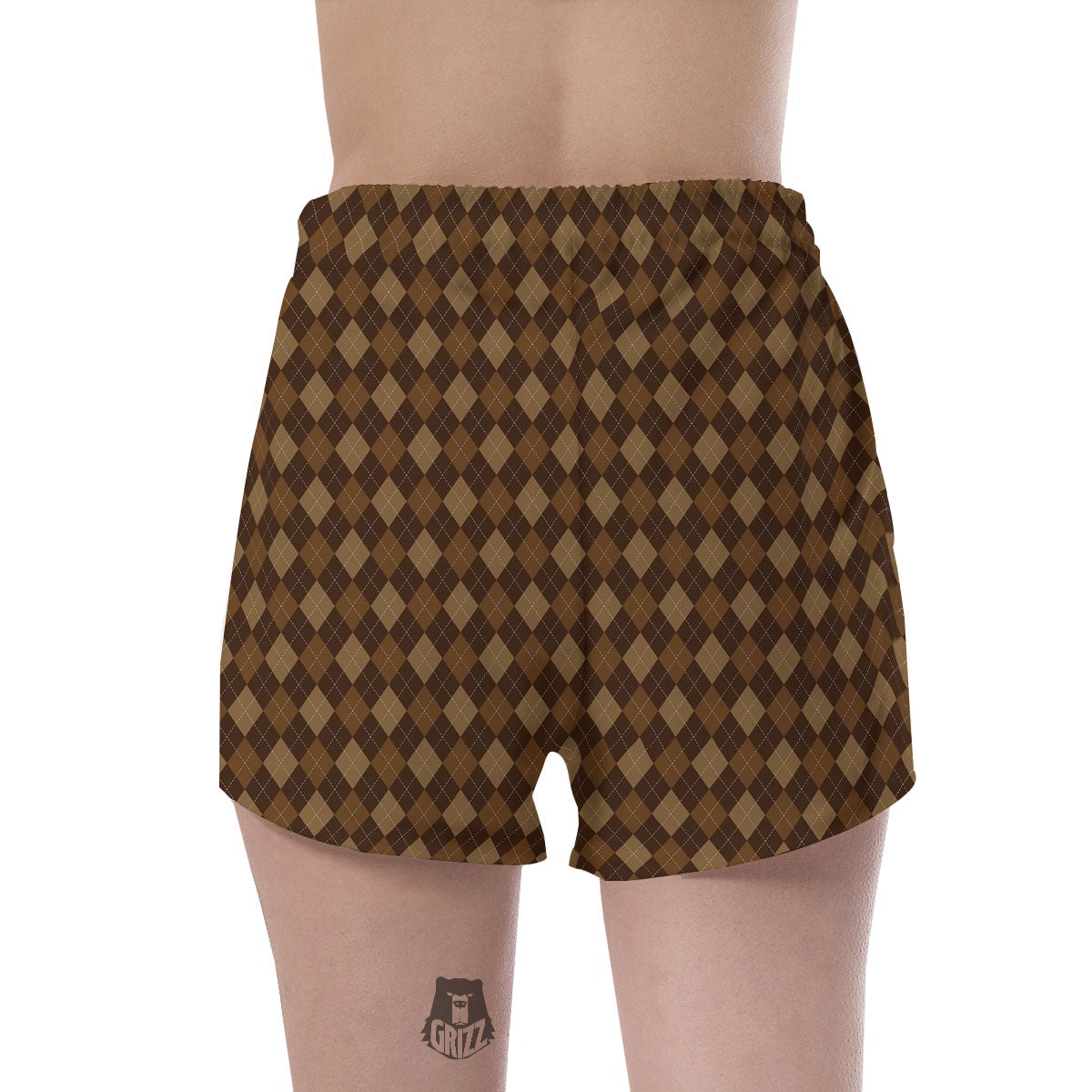 Argyle Brown Print Pattern Women's Shorts-grizzshop