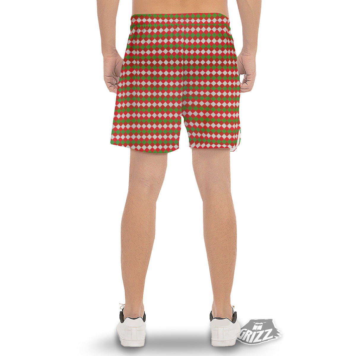 Argyle Christmas Themed Print Pattern Men's Gym Shorts-grizzshop