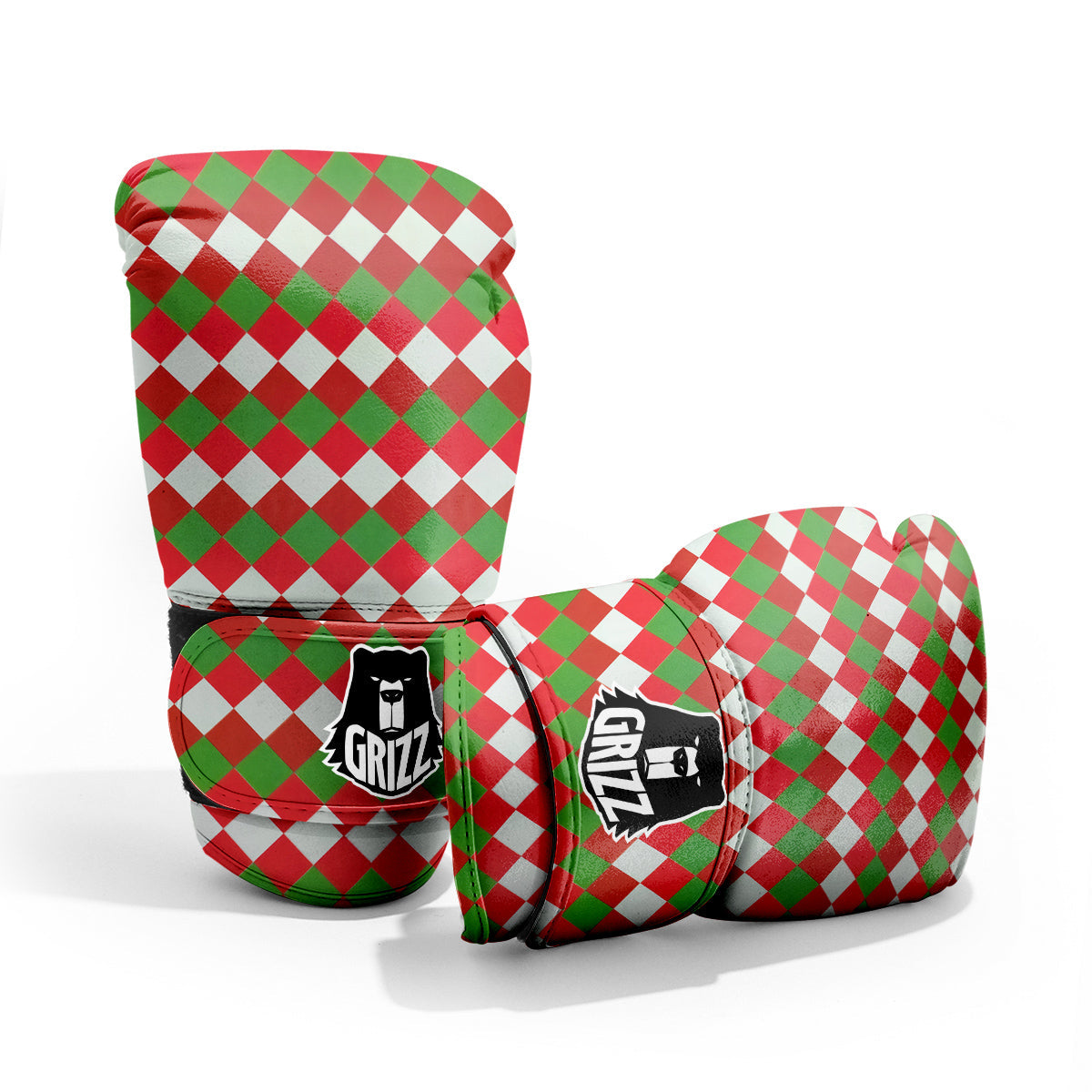 Argyle Christmas Themed Print Pattern Pro Boxing Glove