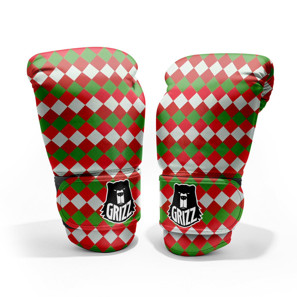 Argyle Christmas Themed Print Pattern Pro Boxing Glove