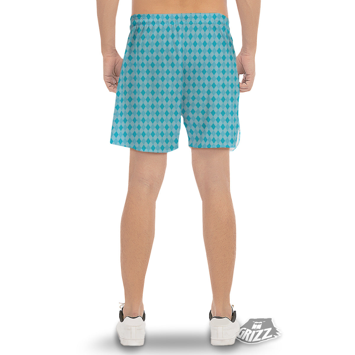 Argyle Classic Blue Print Pattern Men's Gym Shorts-grizzshop