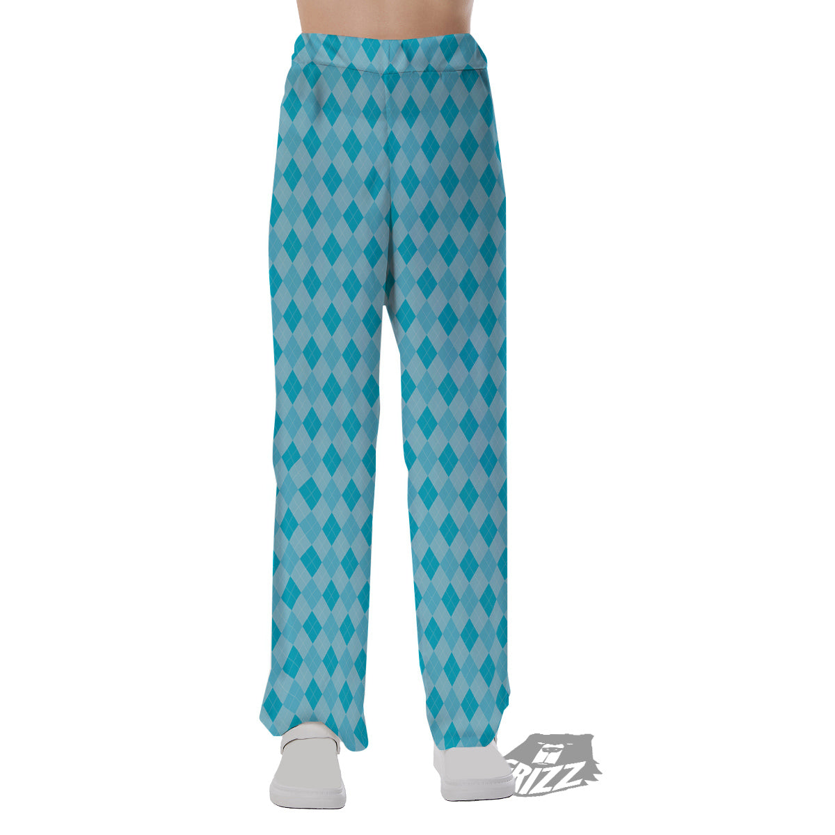 Argyle Classic Blue Print Pattern Pajama Pants-grizzshop