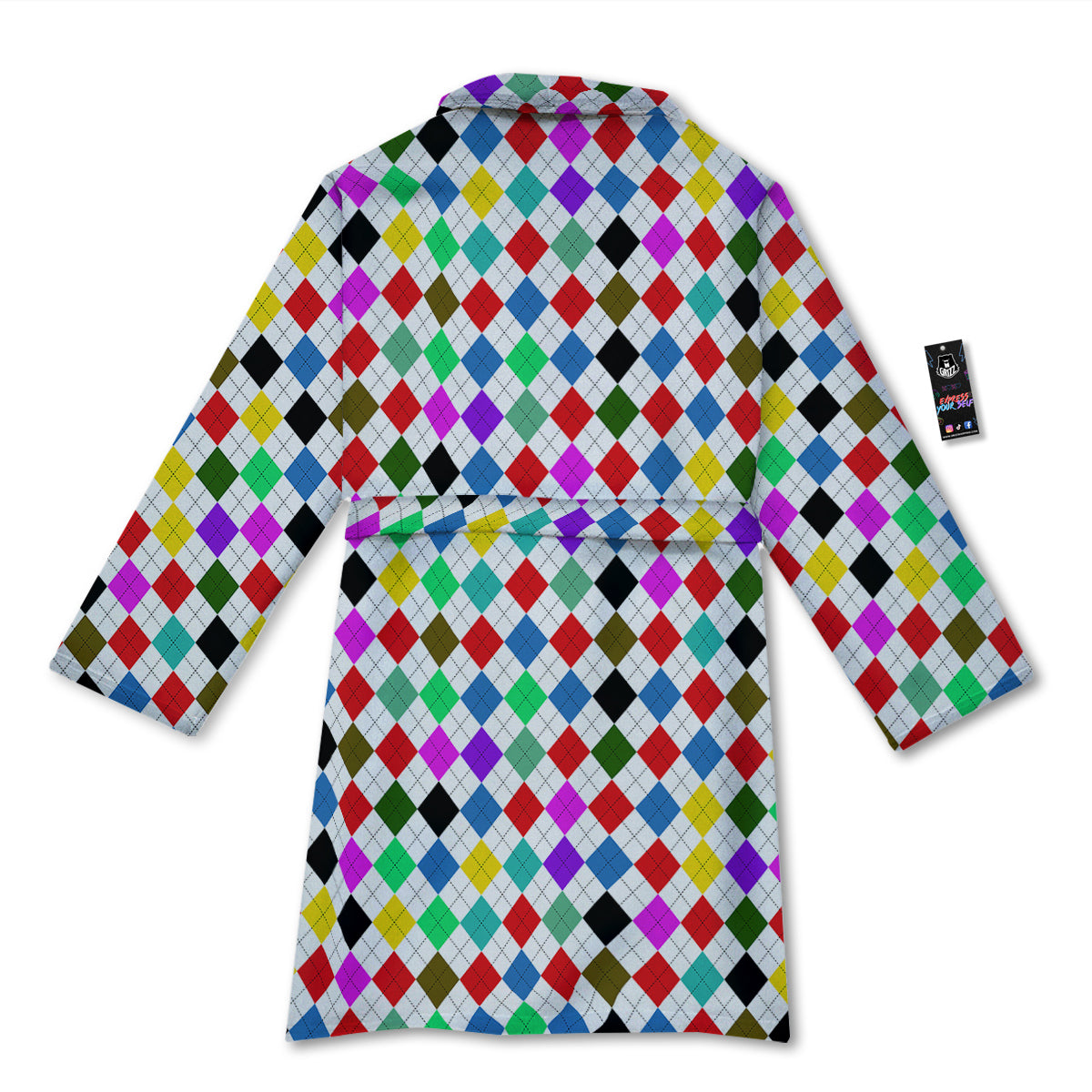Argyle Colorful Print Pattern Bathrobe-grizzshop