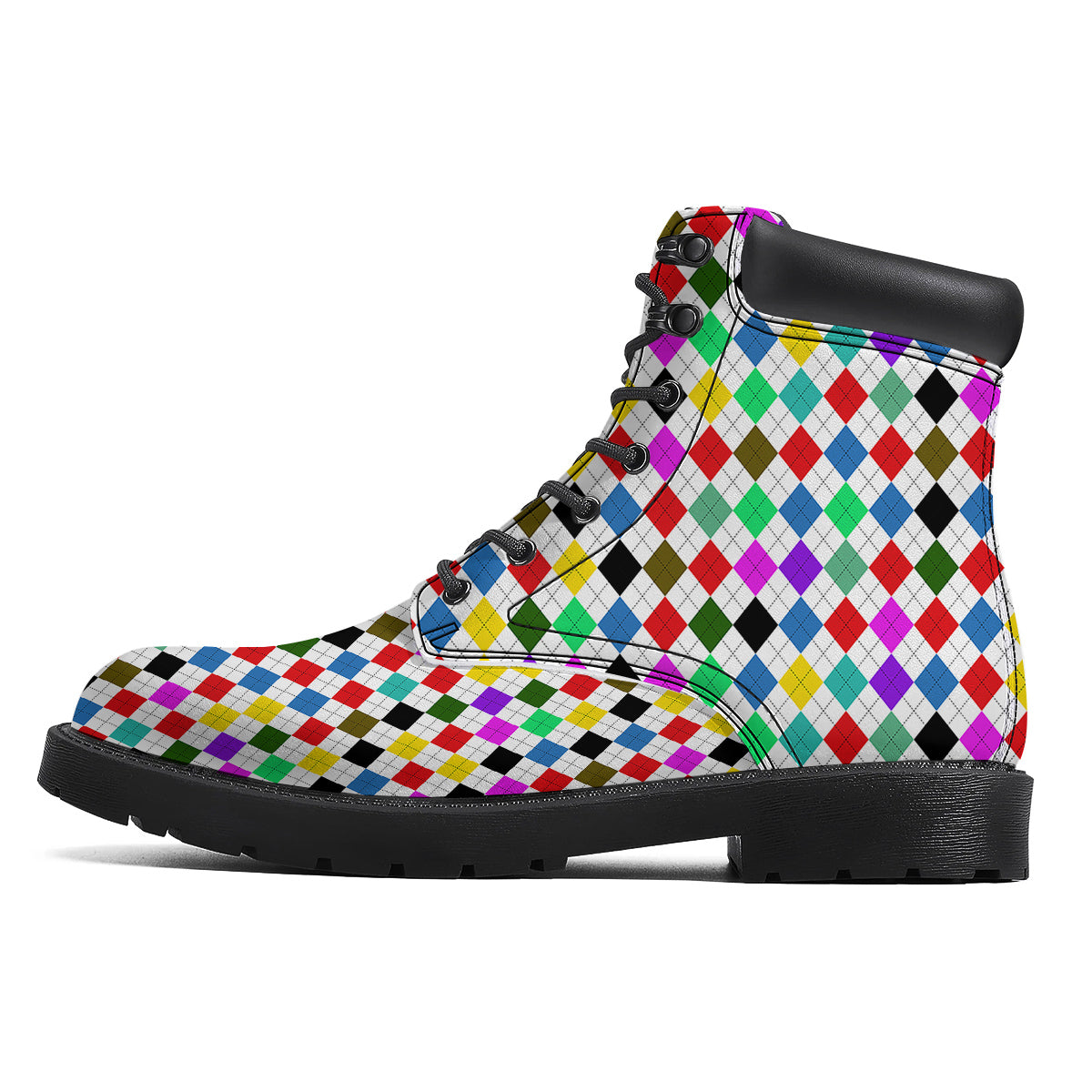 Argyle Colorful Print Pattern Boots-grizzshop