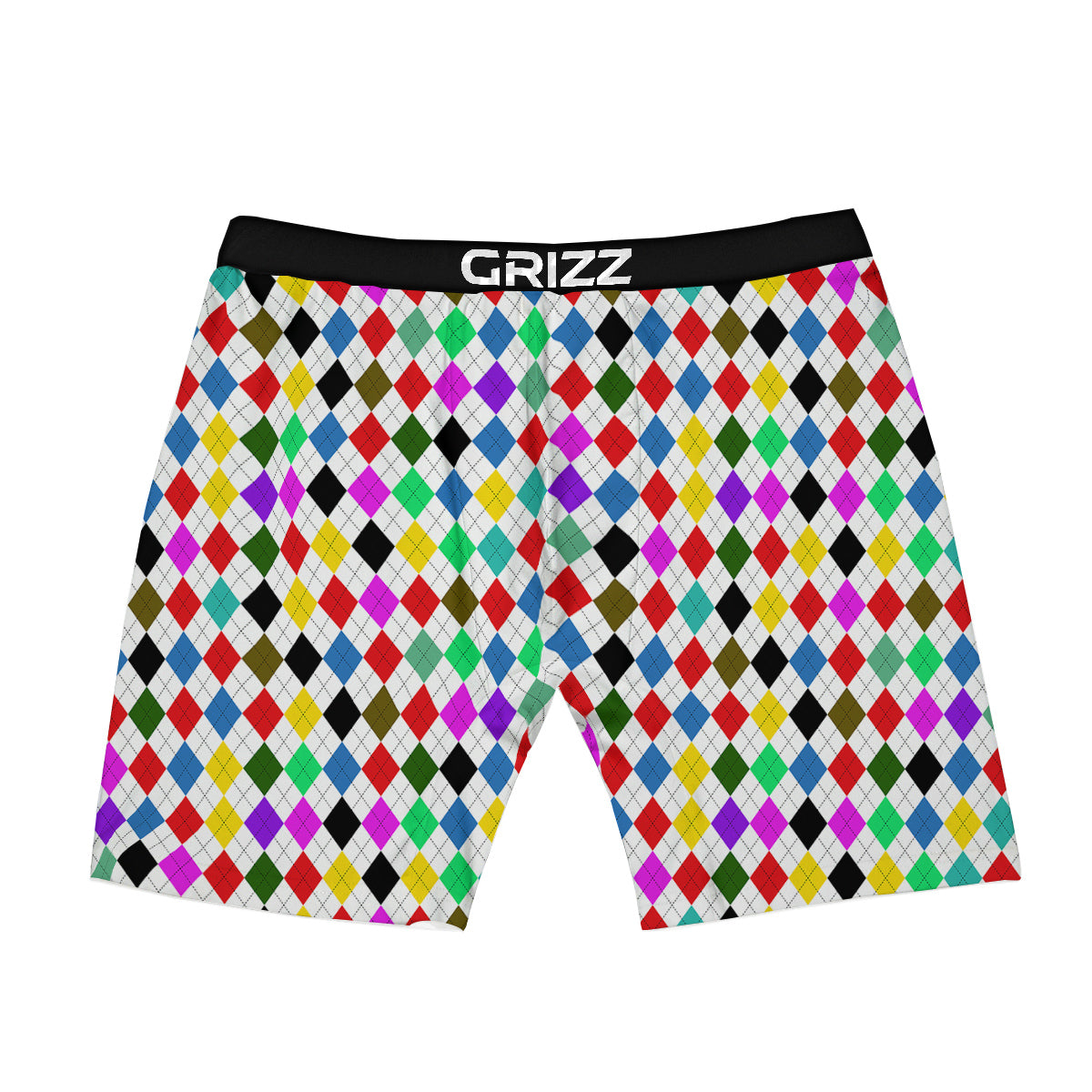 Argyle Colorful Print Pattern Boxer Briefs-grizzshop