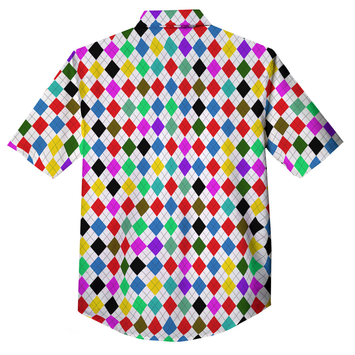 Argyle Colorful Print Pattern Button Up Shirt-grizzshop