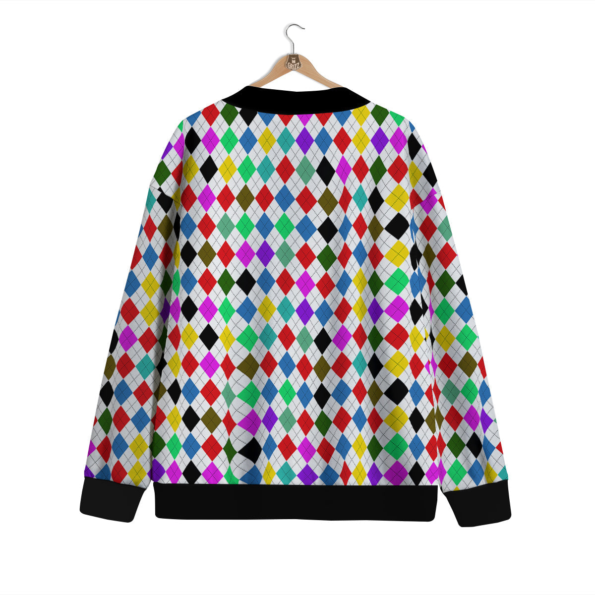 Argyle Colorful Print Pattern Cardigan-grizzshop