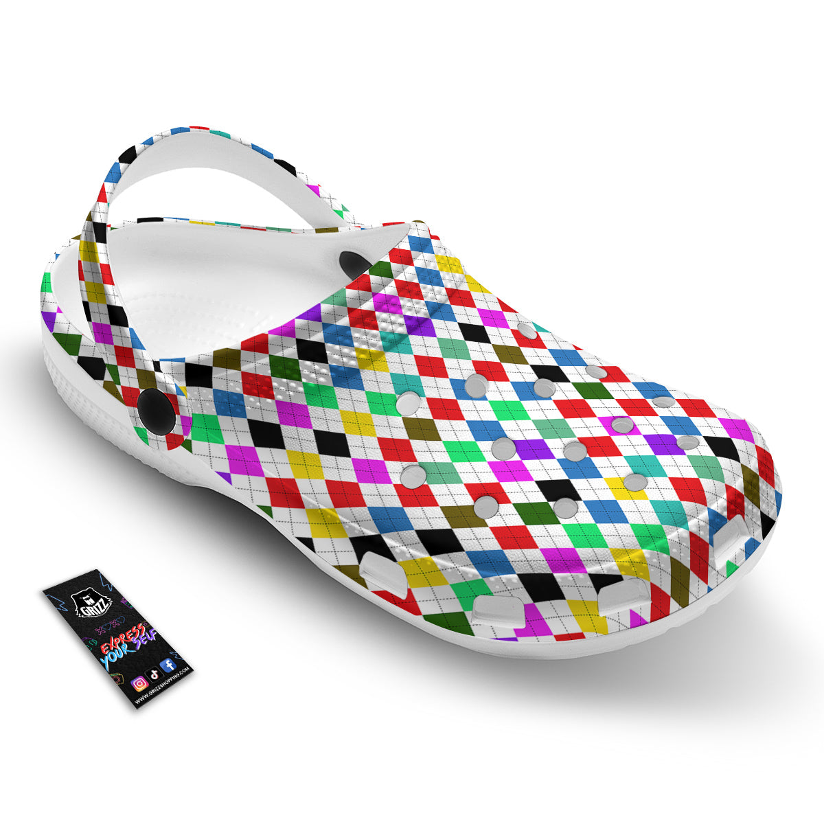 Argyle Colorful Print Pattern Clog-grizzshop