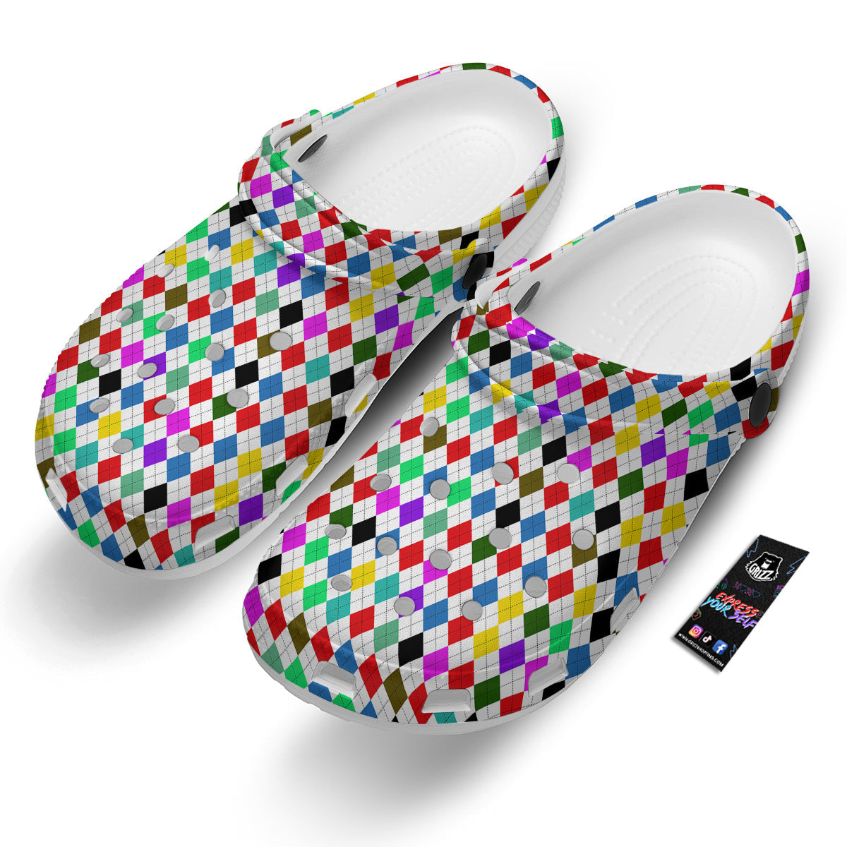 Argyle Colorful Print Pattern Clog-grizzshop