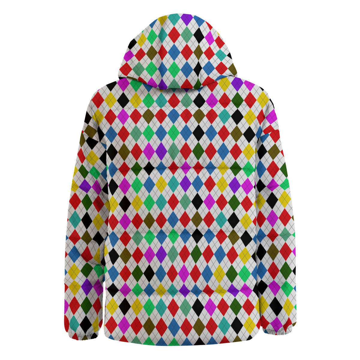Argyle Colorful Print Pattern Down Jacket-grizzshop