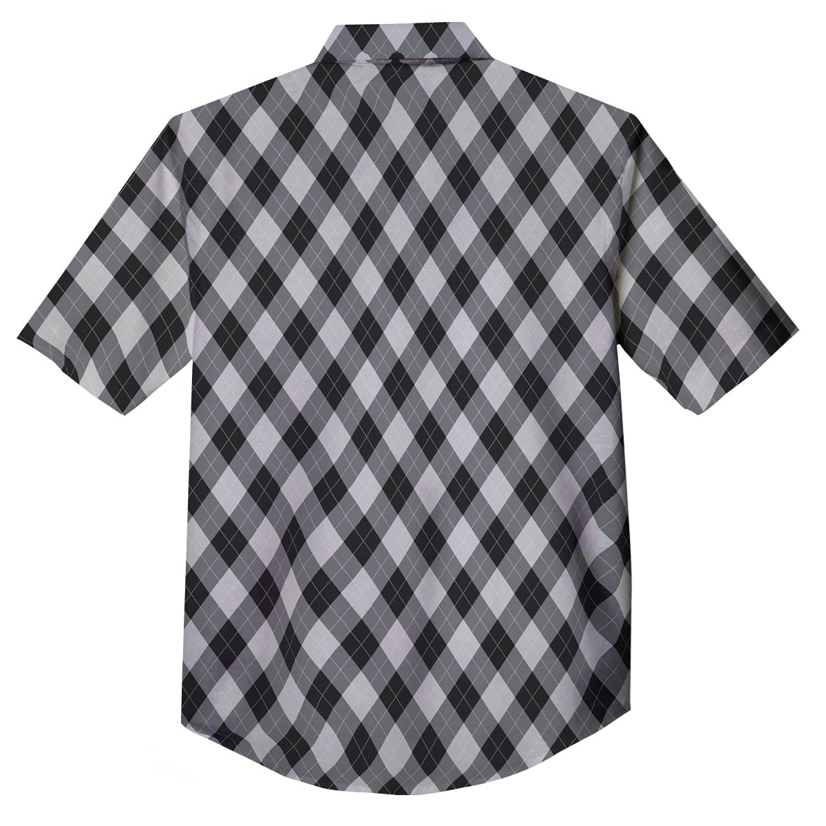 Argyle Dark Grey Print Pattern Button Up Shirt-grizzshop