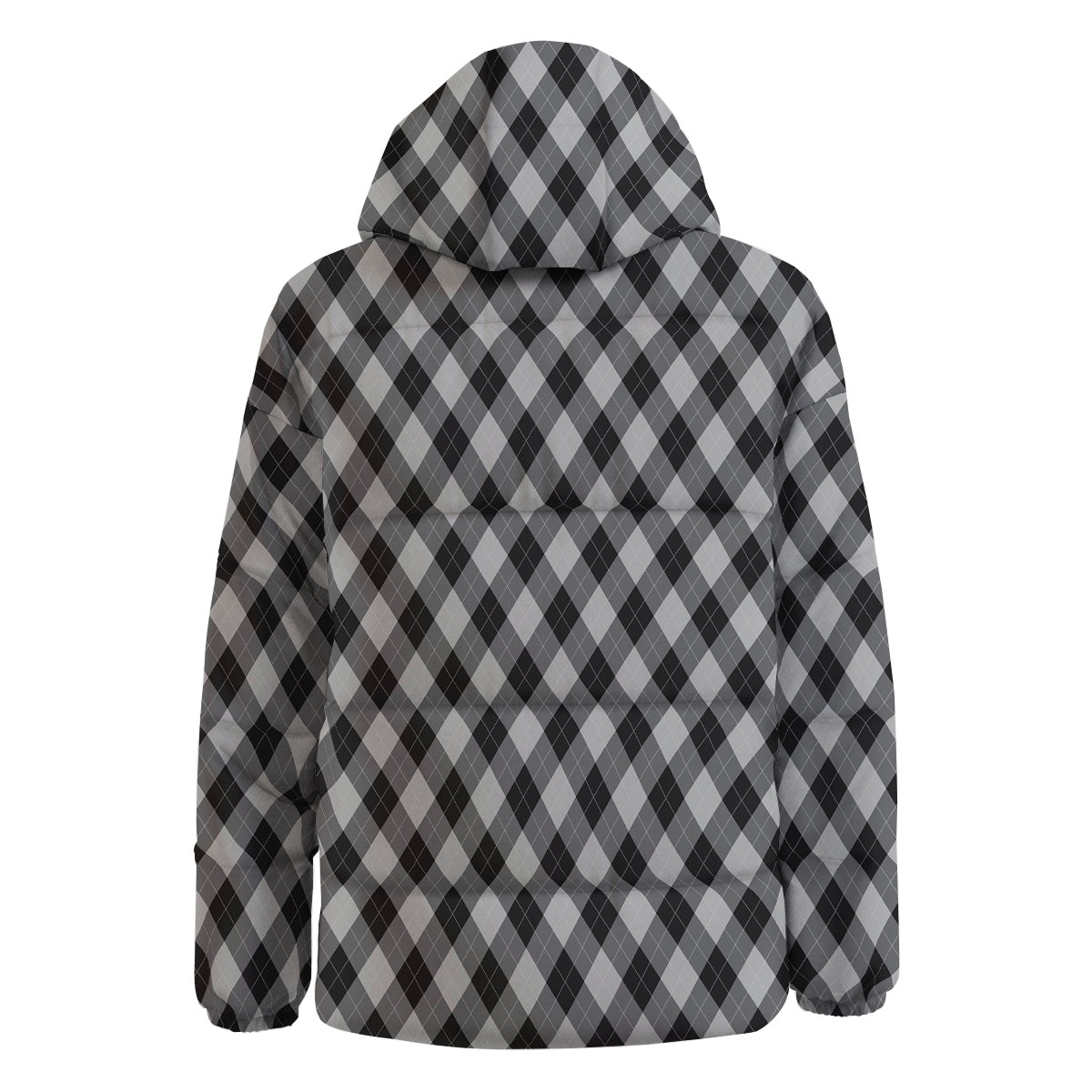 Argyle Dark Grey Print Pattern Down Jacket-grizzshop