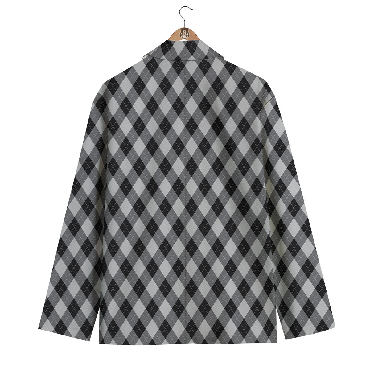 Argyle Dark Grey Print Pattern Men's Blazer-grizzshop
